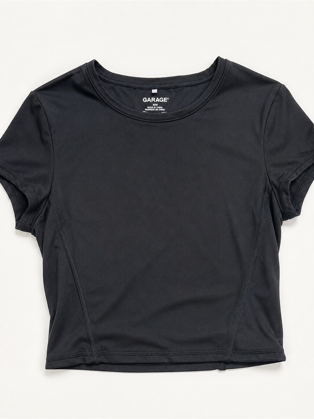 Garage Black Short Sleeve Crop Tee